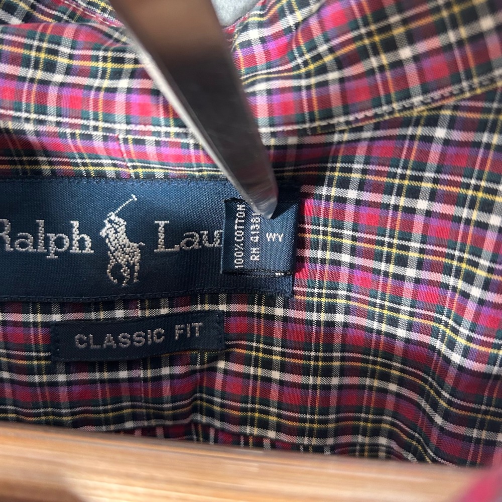 Ralph Lauren Shirt Mens 3X Big Red Plaid Classic Cotton Button Down Pony‎ Preppy - Picture 5 of 7